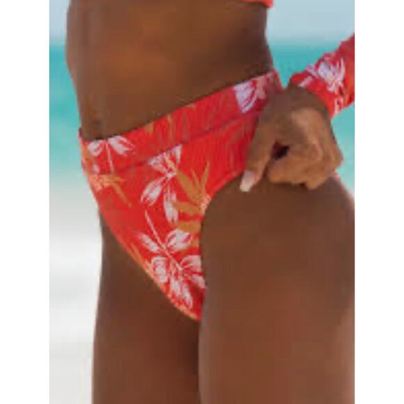 Roxy Seaside Tropic Smock High Waist Bikini Bottom L NWOT - Picture 3 of 3